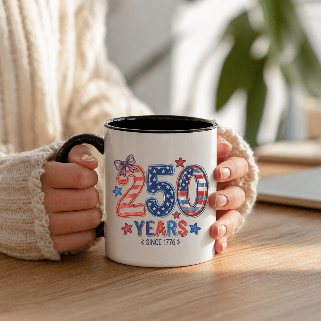 250 Years Since 1776 Accent Mug – Patriotic 4th of July Gift, Independence Day Keepsake - detail view